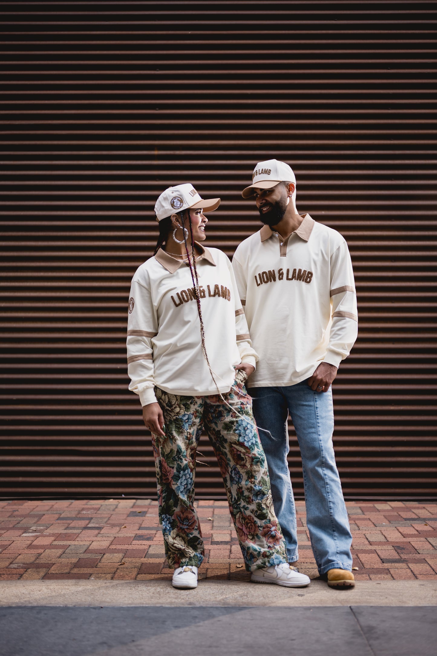 Lion & Lamb Fur Print Rugby Shirt (Mocha/Cream) Long Sleeve