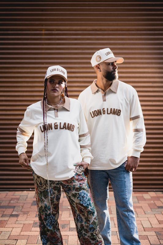 Lion & Lamb Fur Print Rugby Shirt (Mocha/Cream) Long Sleeve