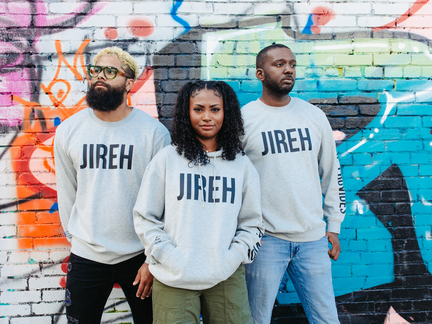 JIREH HE PROVIDES LIGHT GRAY SWEATER