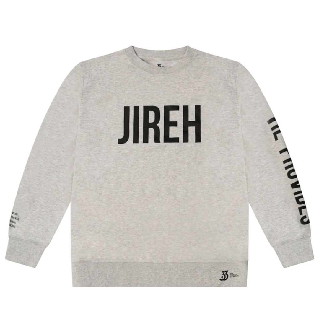 JIREH HE PROVIDES LIGHT GRAY SWEATER