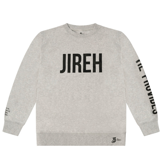 JIREH HE PROVIDES LIGHT GRAY SWEATER