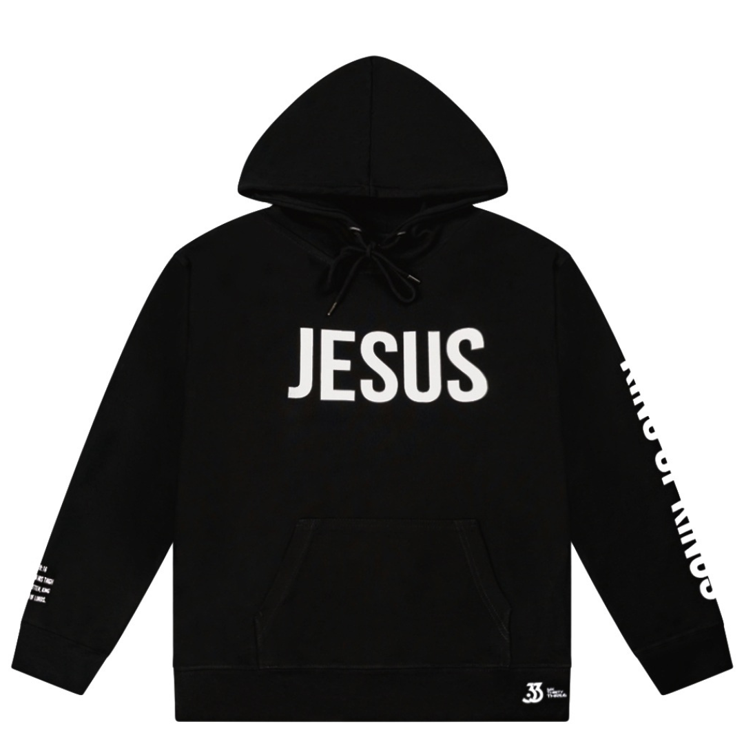 Jesus King Of Kings Hoodie (Black/White)
