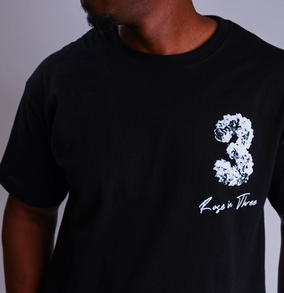 ROSE IN 3 - WHITE ROSE (BLACK TEE)