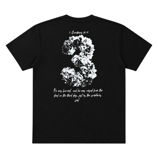 ROSE IN 3 - WHITE ROSE (BLACK TEE)