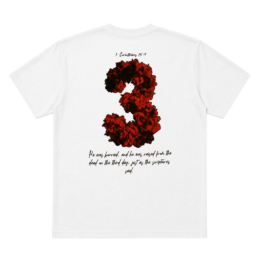 ROSE IN 3 - RED ROSE (VINTAGE WHITE TEE)