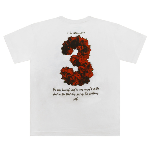 ROSE IN 3 - RED ROSE (VINTAGE WHITE TEE)