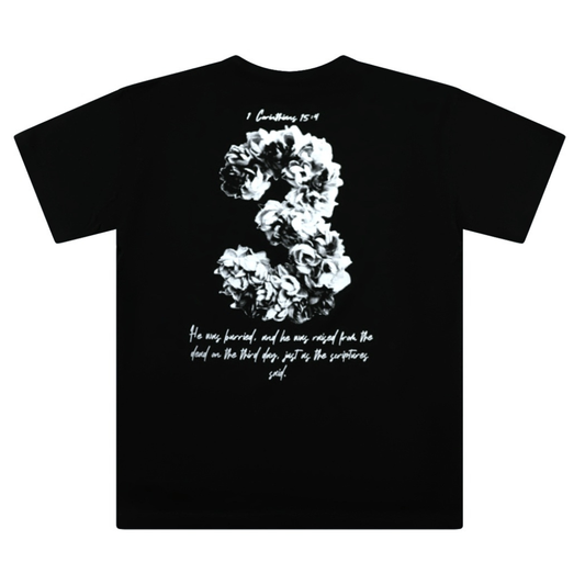 ROSE IN 3 - WHITE ROSE (BLACK TEE)